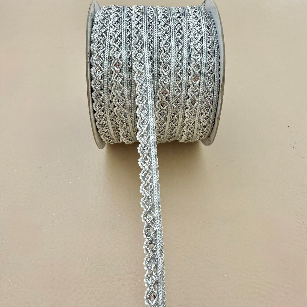 Silver Metallic Gimp Braid Lace Trim | Sold by the Yard
