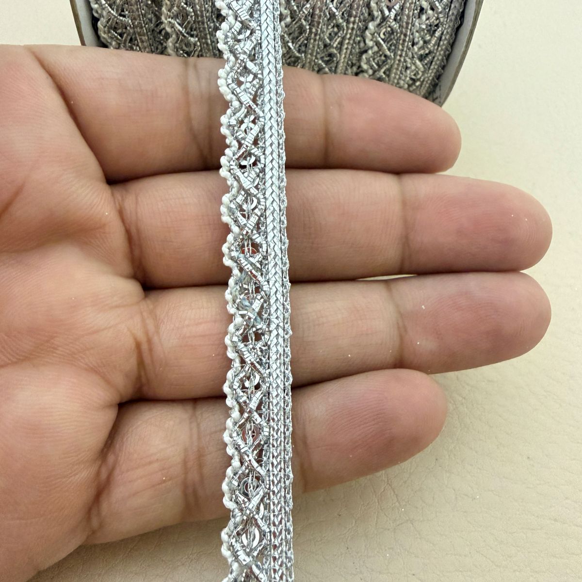 Silver Metallic Gimp Braid Lace Trim | Sold by the Yard