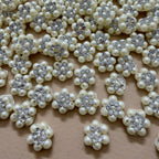 Pearl Floral Embellishments Flower Beaded Patches - Pack of 25