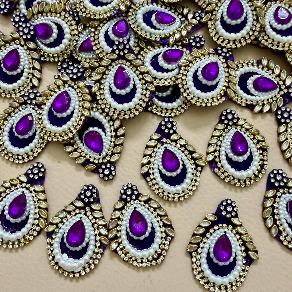 Purple Stone Beaded Rhinestone Applique Patches – Pack of 10