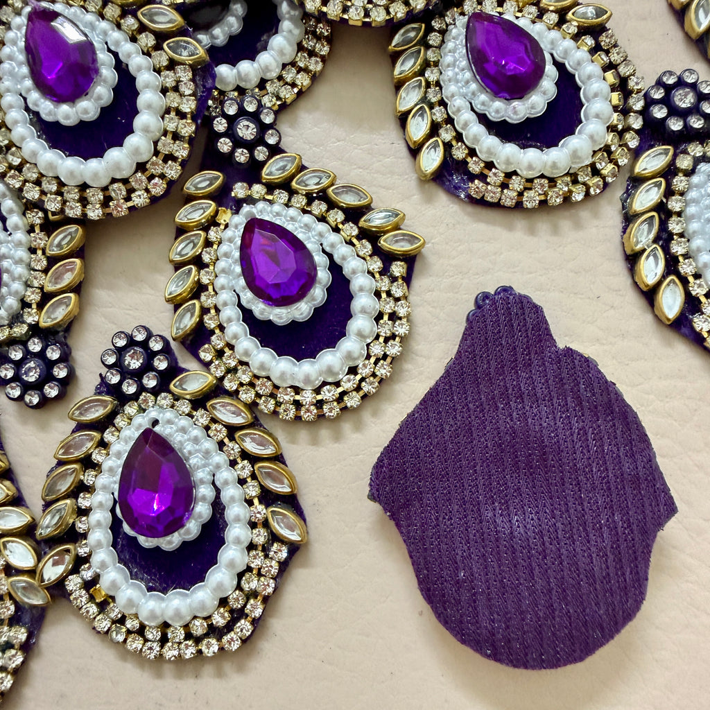 Purple Stone Beaded Rhinestone Applique Patches – Pack of 10