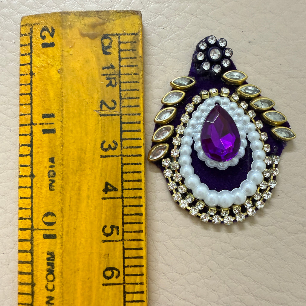 Purple Stone Beaded Rhinestone Applique Patches – Pack of 10