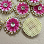 Pink Floral Rhinestone & Pearl Patches - 25 Piece Bulk Pack