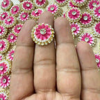 Pink Floral Rhinestone & Pearl Patches - 25 Piece Bulk Pack