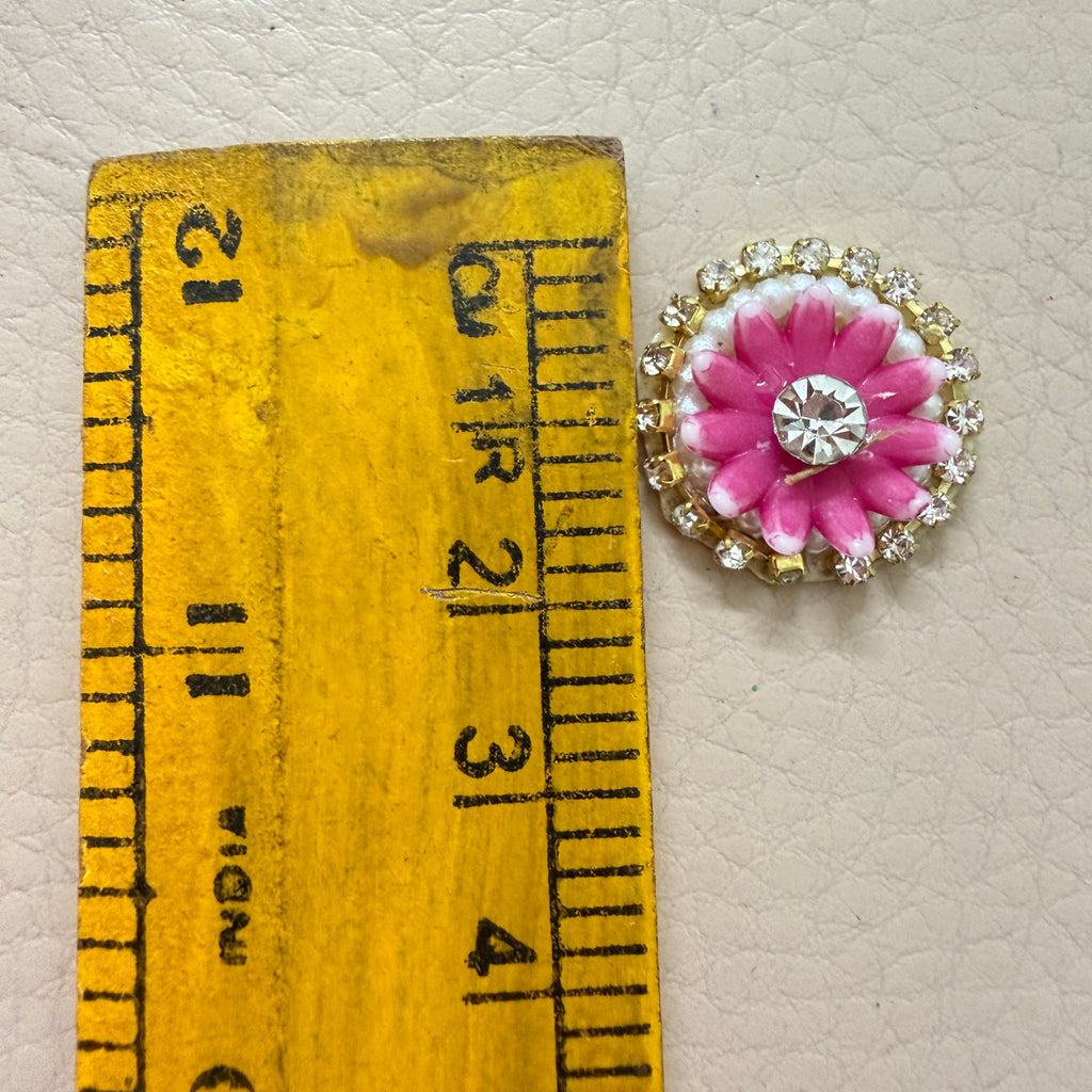 Pink Floral Rhinestone & Pearl Patches - 25 Piece Bulk Pack