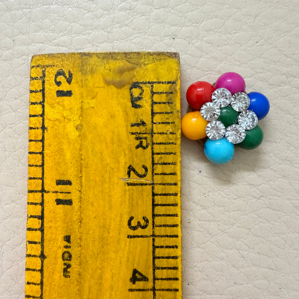 Rainbow Beaded Rhinestone Floral Patches - 25 Piece Bulk Pack