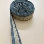 Grey Embroidered Lace Trim with Gold Sequins - 9 Yard Roll
