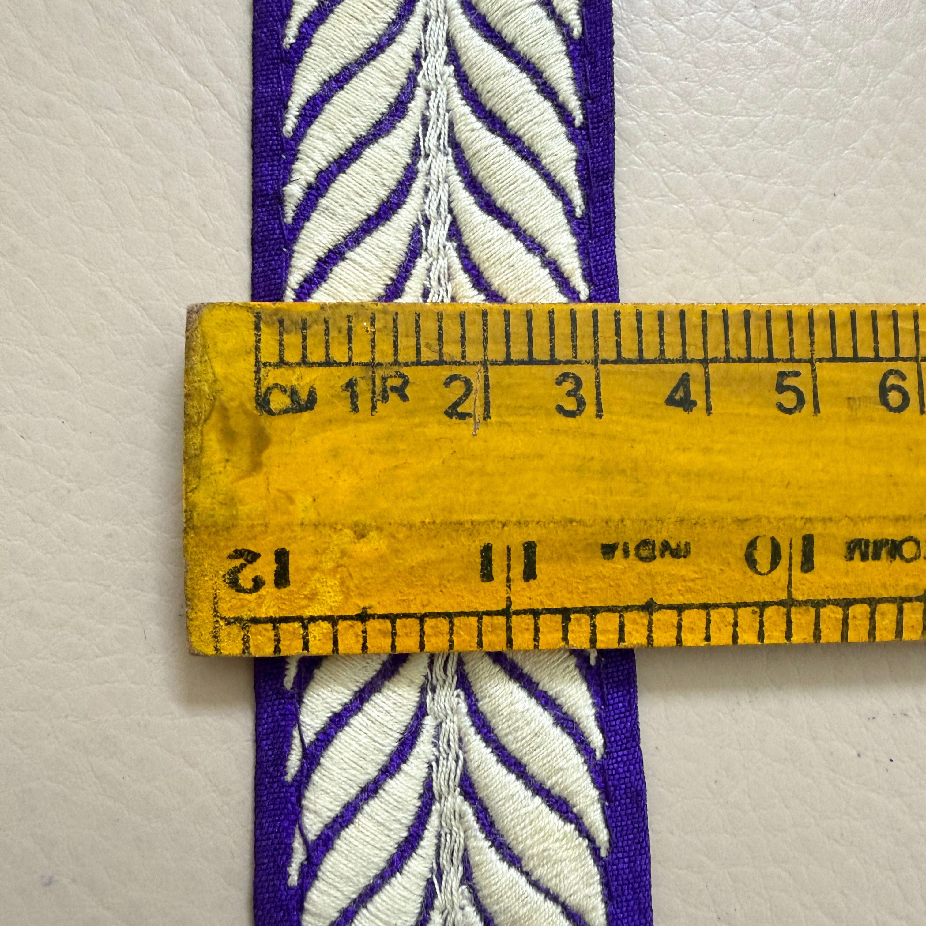 Royal Purple Leaf Thread Embroidered Trim - 9 Yard Roll