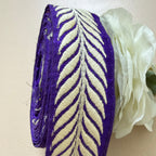 Royal Purple Leaf Thread Embroidered Trim - 9 Yard Roll