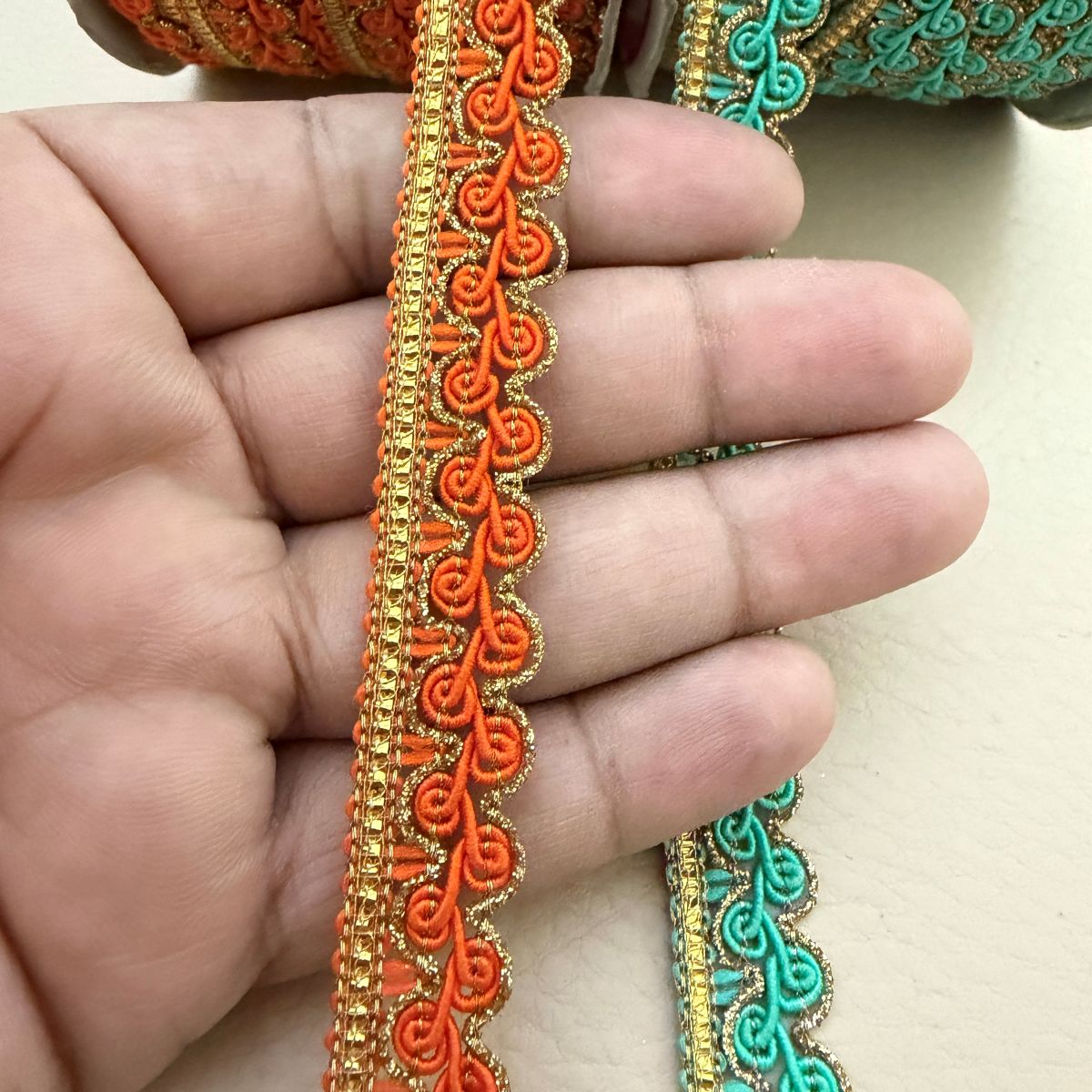 Trim Lace with Gold Zari Border – Sold by the Yard