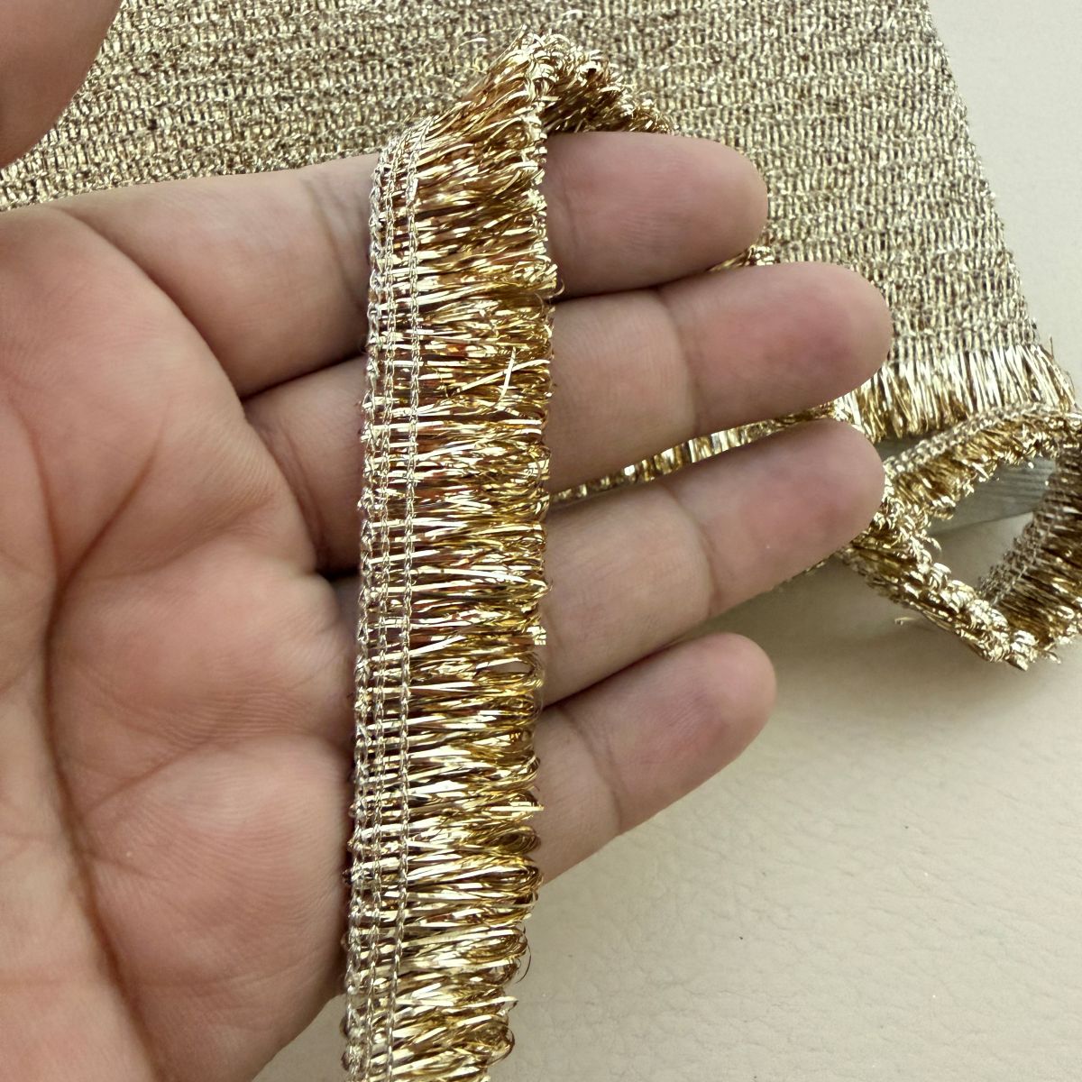 Metallic Loop Fringe Lace Trim – Gold
