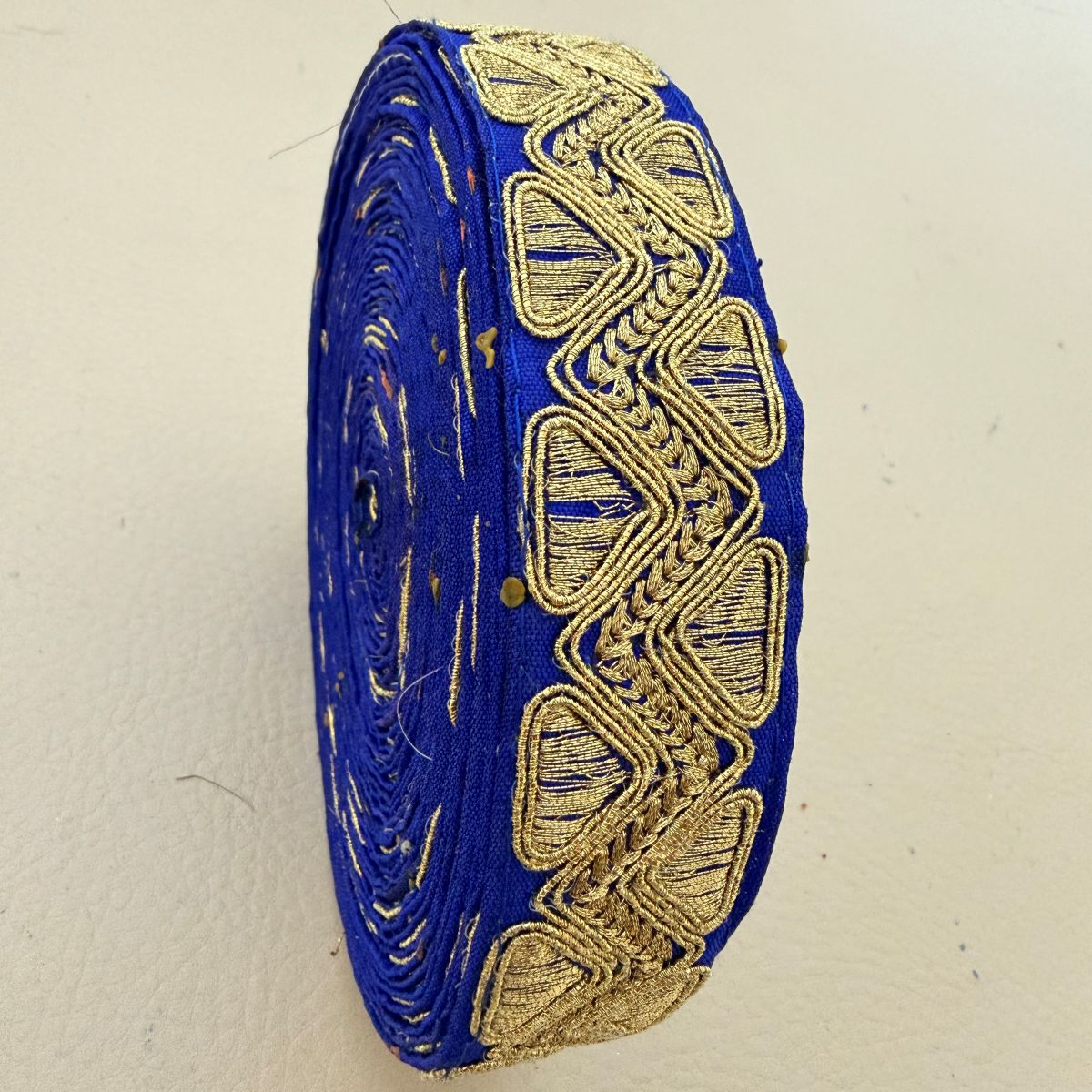 Royal Blue Gold Zari Embroidered Lace Trim