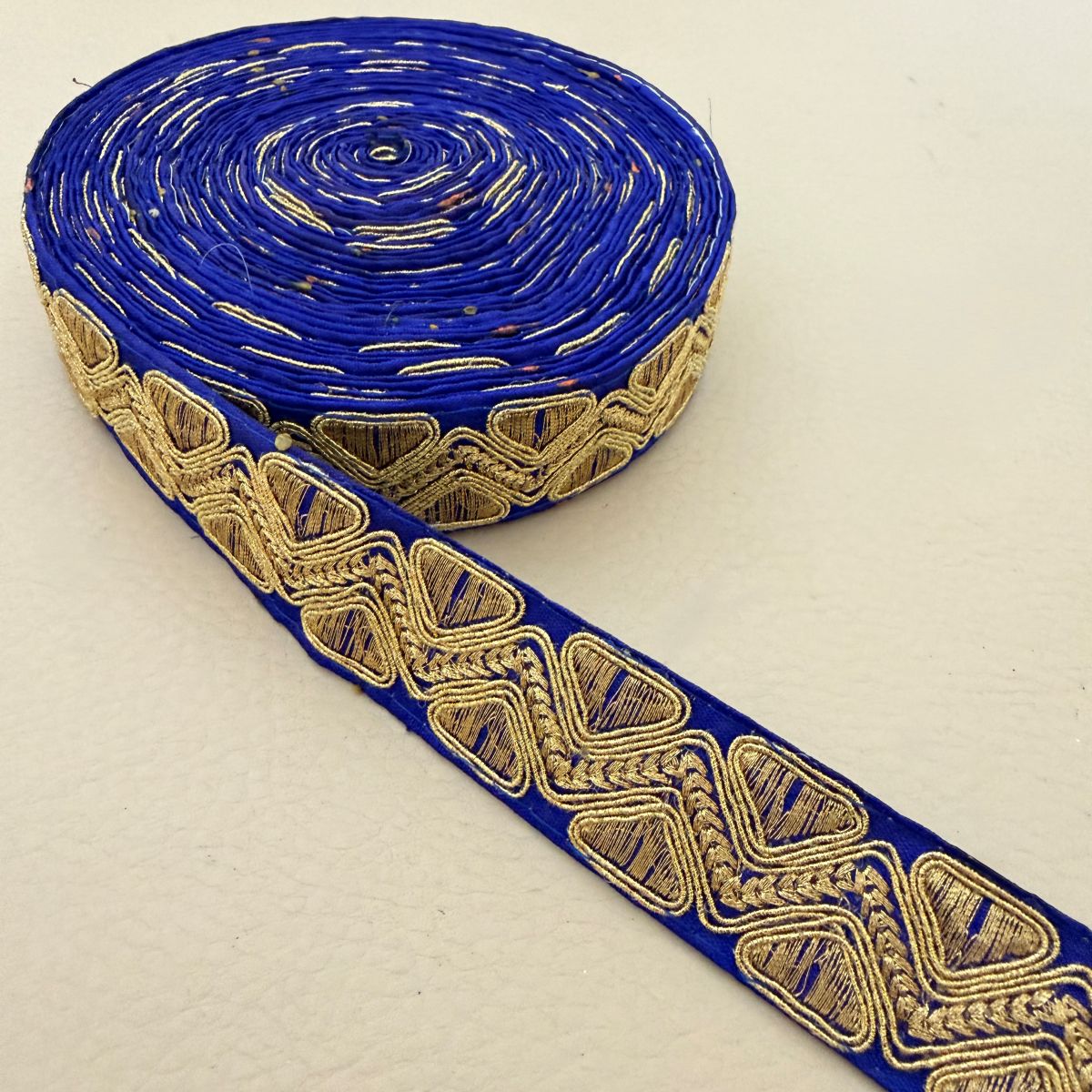 Royal Blue Gold Zari Embroidered Lace Trim
