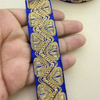 Royal Blue Gold Zari Embroidered Lace Trim