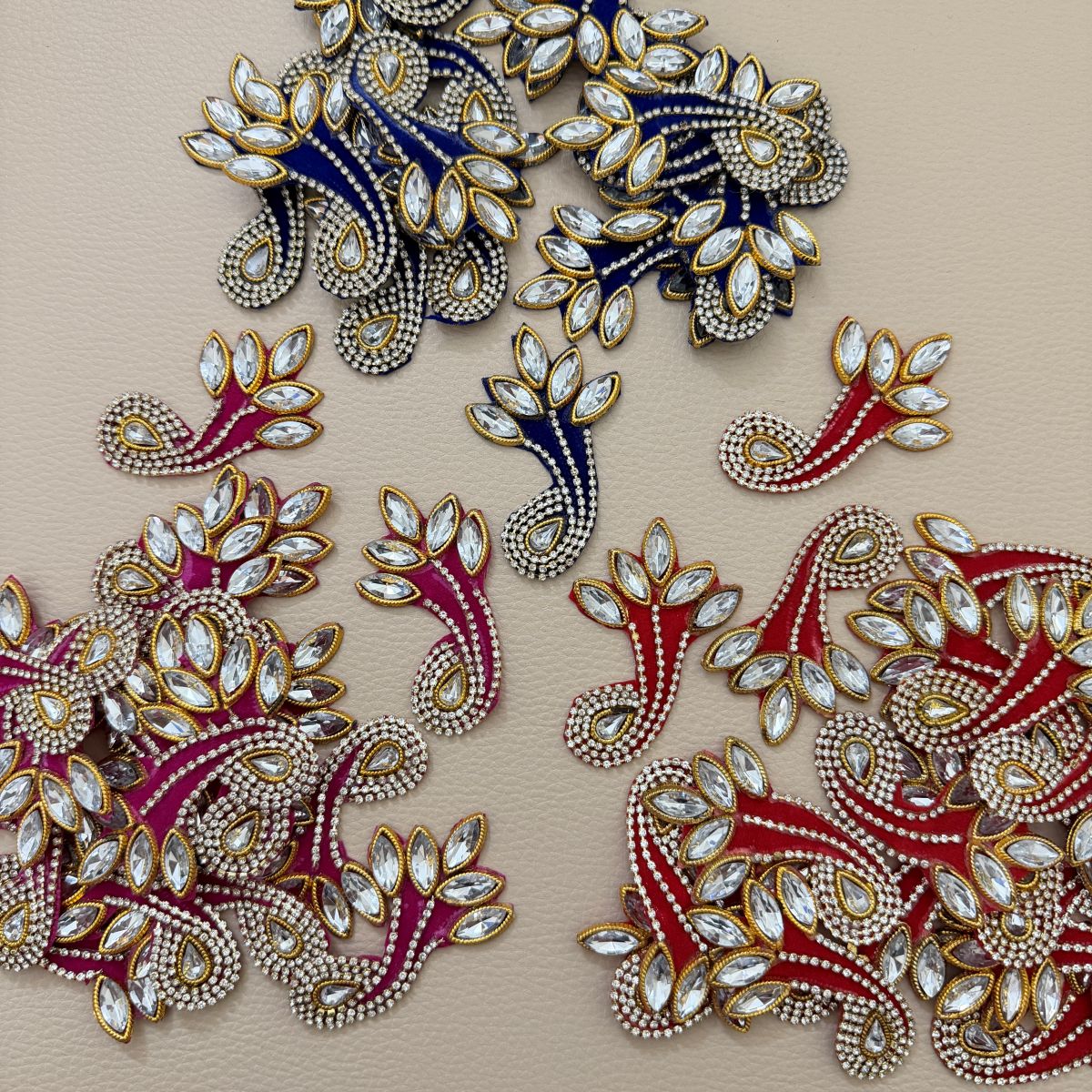 Rhinestone Kundan Paisley Patch – Crystal & Gold Embellished