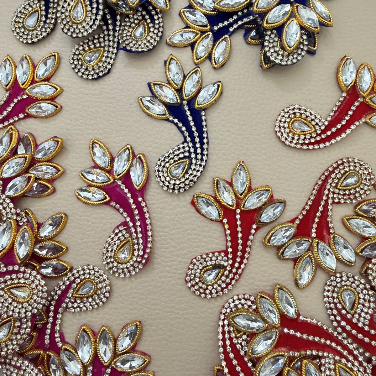 Rhinestone Kundan Paisley Patch – Crystal & Gold Embellished