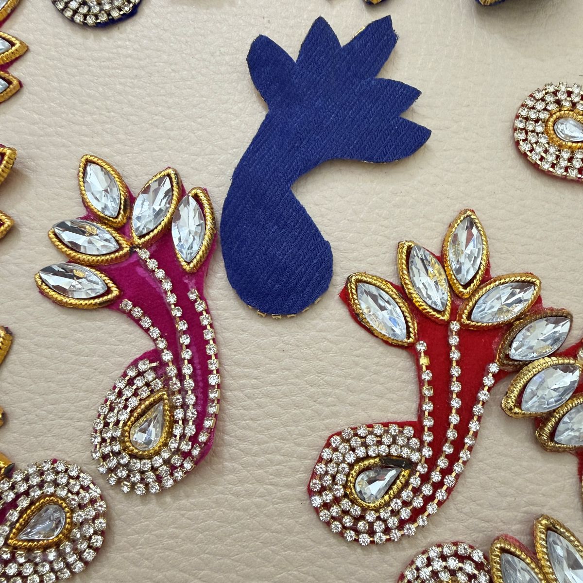 Rhinestone Kundan Paisley Patch – Crystal & Gold Embellished
