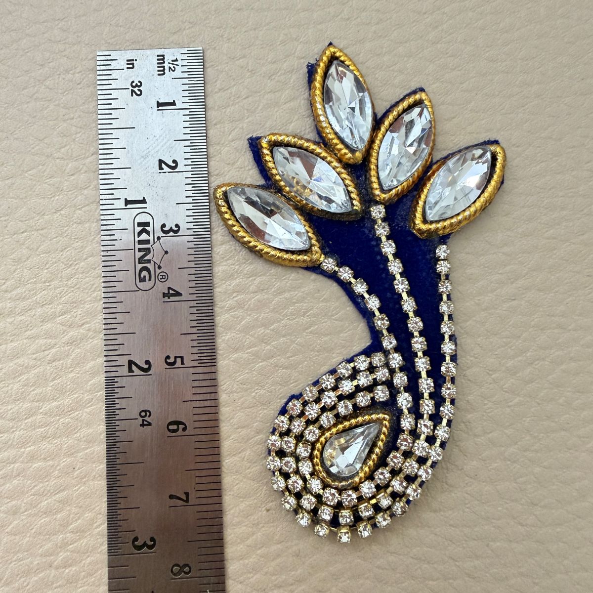 Rhinestone Kundan Paisley Patch – Crystal & Gold Embellished