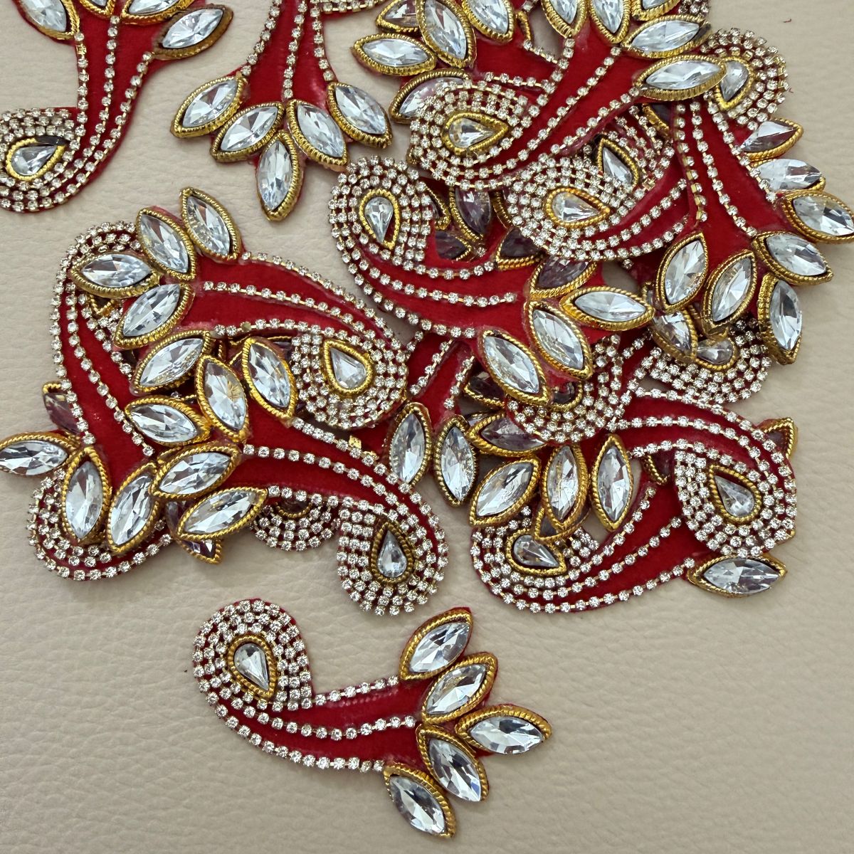 Rhinestone Kundan Paisley Patch – Crystal & Gold Embellished