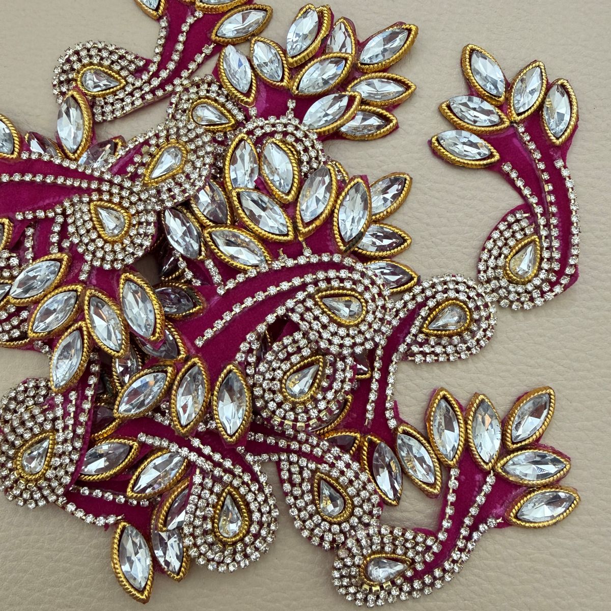 Rhinestone Kundan Paisley Patch – Crystal & Gold Embellished
