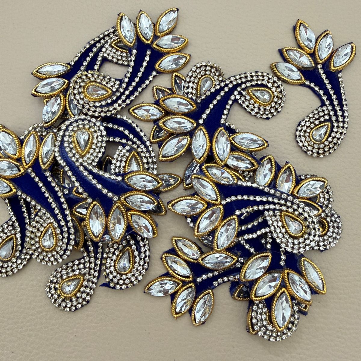 Rhinestone Kundan Paisley Patch – Crystal & Gold Embellished