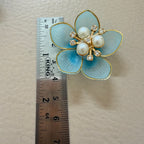 Sky Blue with Gold Floral Pearl Applique Patches – Pack of 10 Pcs