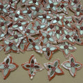 Patches for Craft Peach & White Crystal Sunburst Flower Applique – Pack of 10 Pcs