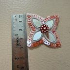 Patches for Craft Peach & White Crystal Sunburst Flower Applique – Pack of 10 Pcs