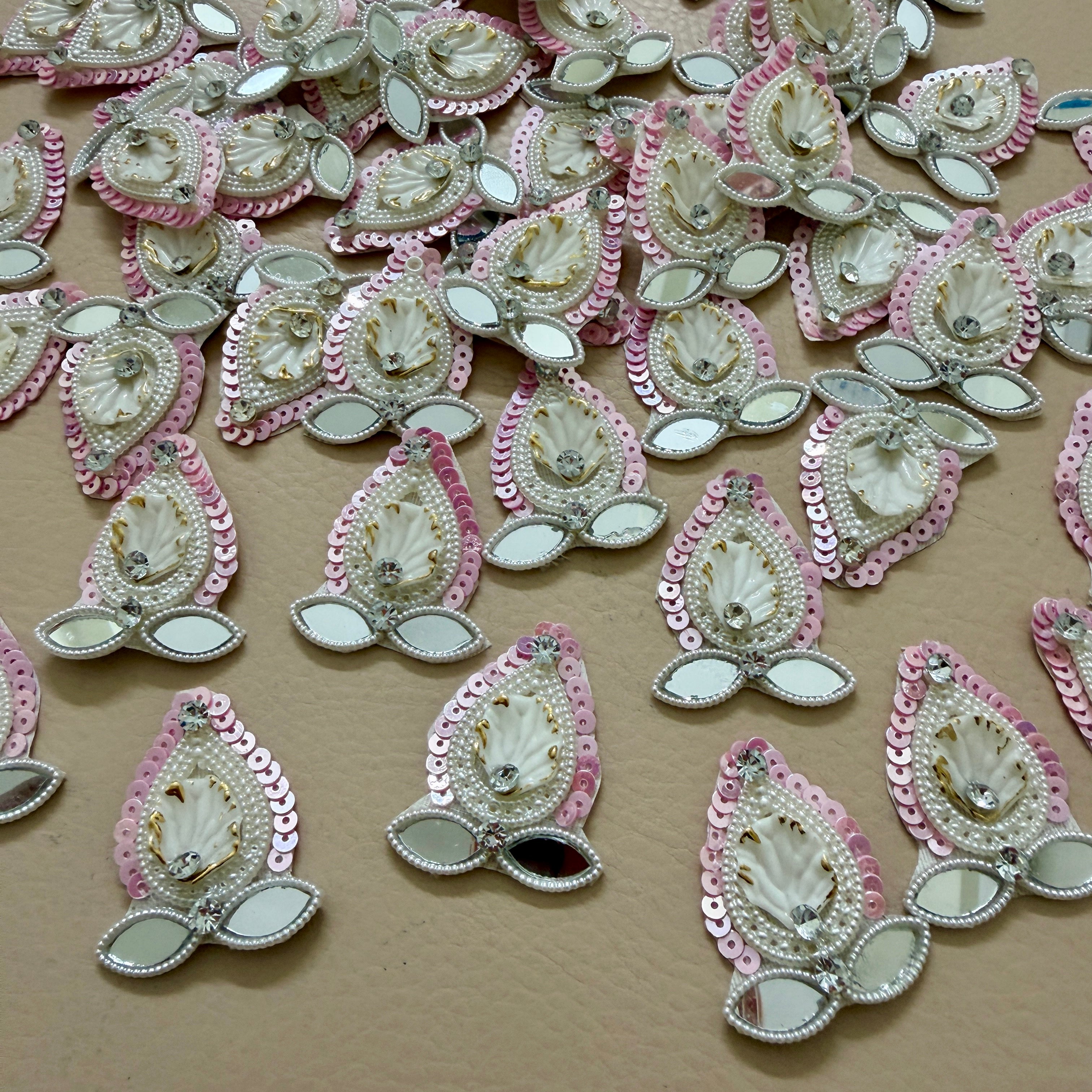 Patches for Sewing Pink Celestial Star Mirror Appliques – Pack of 10