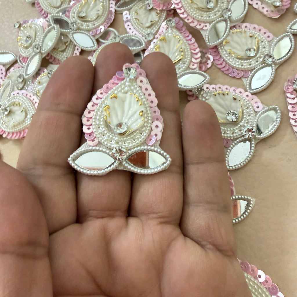 Patches for Sewing Pink Celestial Star Mirror Appliques – Pack of 10