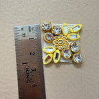 Appliques for Sewing Lemon Yellow & Gold Sunburst Crystal Patches – Pack of 25 Pcs