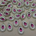 Teardrop Magenta Pink Rhinestone Pearl Applique Patches – Pack of 10