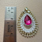 Teardrop Magenta Pink Rhinestone Pearl Applique Patches – Pack of 10