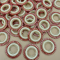 Luxury Red & Pearl Round Crystal Applique Patches -Pack of 10
