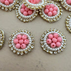 Blush Pink & Pearl Circular for Applique Patches Wedding Blouses - Pack of 25