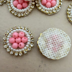Blush Pink & Pearl Circular for Applique Patches Wedding Blouses - Pack of 25