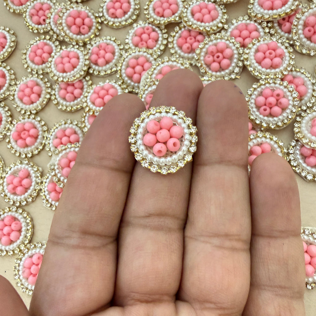 Blush Pink & Pearl Circular for Applique Patches Wedding Blouses - Pack of 25