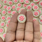 Blush Pink & Pearl Circular for Applique Patches Wedding Blouses - Pack of 25