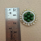 Premium Green Pearl & Rhinestone Circular Applique Patches (Pack of 25)