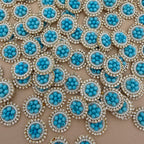 Turquoise Blue Beaded Pearl Rhinestone Round Applique Patches (Pack of 25)