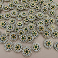 Emerald Green & Pearl Teardrop Handcrafted Beaded Crystal for Bridal Wear, Sarees Applique Patches Pack of 25