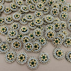 Emerald Green & Pearl Teardrop Handcrafted Beaded Crystal for Bridal Wear, Sarees Applique Patches Pack of 25