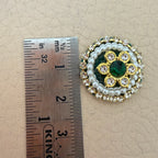 Emerald Green & Pearl Teardrop Handcrafted Beaded Crystal for Bridal Wear, Sarees Applique Patches Pack of 25