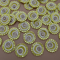 Yellow & Gold Applique Patches With Elegant Pearl & Crystal Embellished Flower  (Pack of 10)