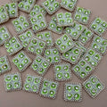 Light Green & White Beaded Rhinestone Floral Applique Patches – Square Embellishments, Pack of 10