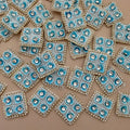 Turquoise Floral Pearl & Rhinestone Embroidered Applique Patches (Pack of 10)