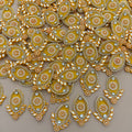 Yellow & Gold Pearl Crystal Embellishment Patches – Floral Motif Applique (Pack of 10)