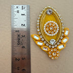 Yellow & Gold Pearl Crystal Embellishment Patches – Floral Motif Applique (Pack of 10)