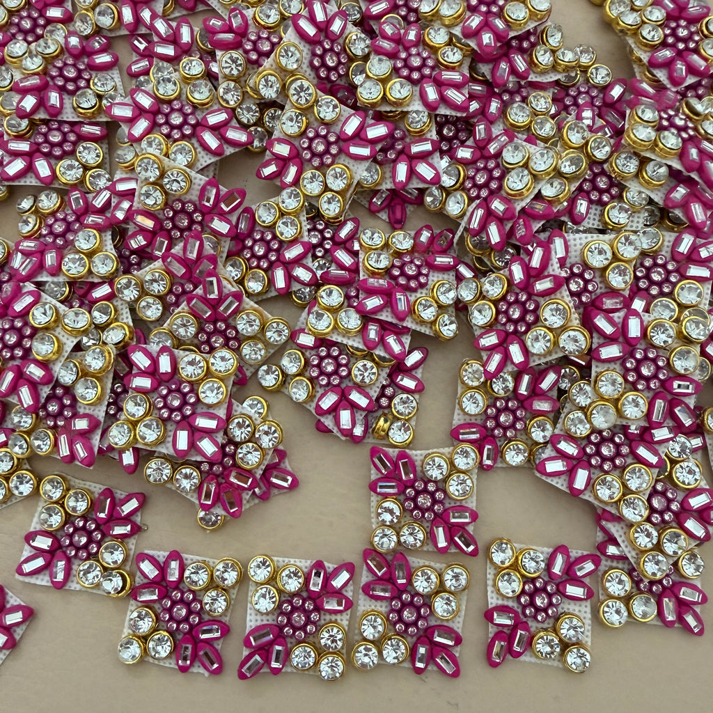 Magenta & Gold Crystal Rhinestone Embellishment Patches (Pack of 25)
