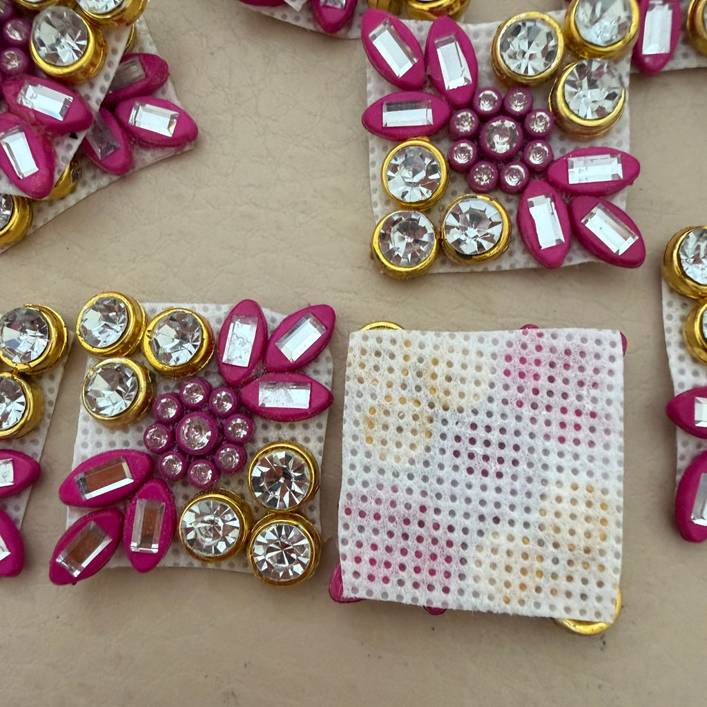 Magenta & Gold Crystal Rhinestone Embellishment Patches (Pack of 25)